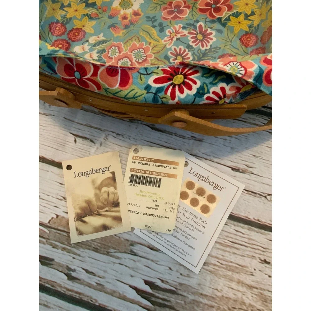 Longaberger Everyday Essentials Medium Basket Floral Liner Protector 1259239